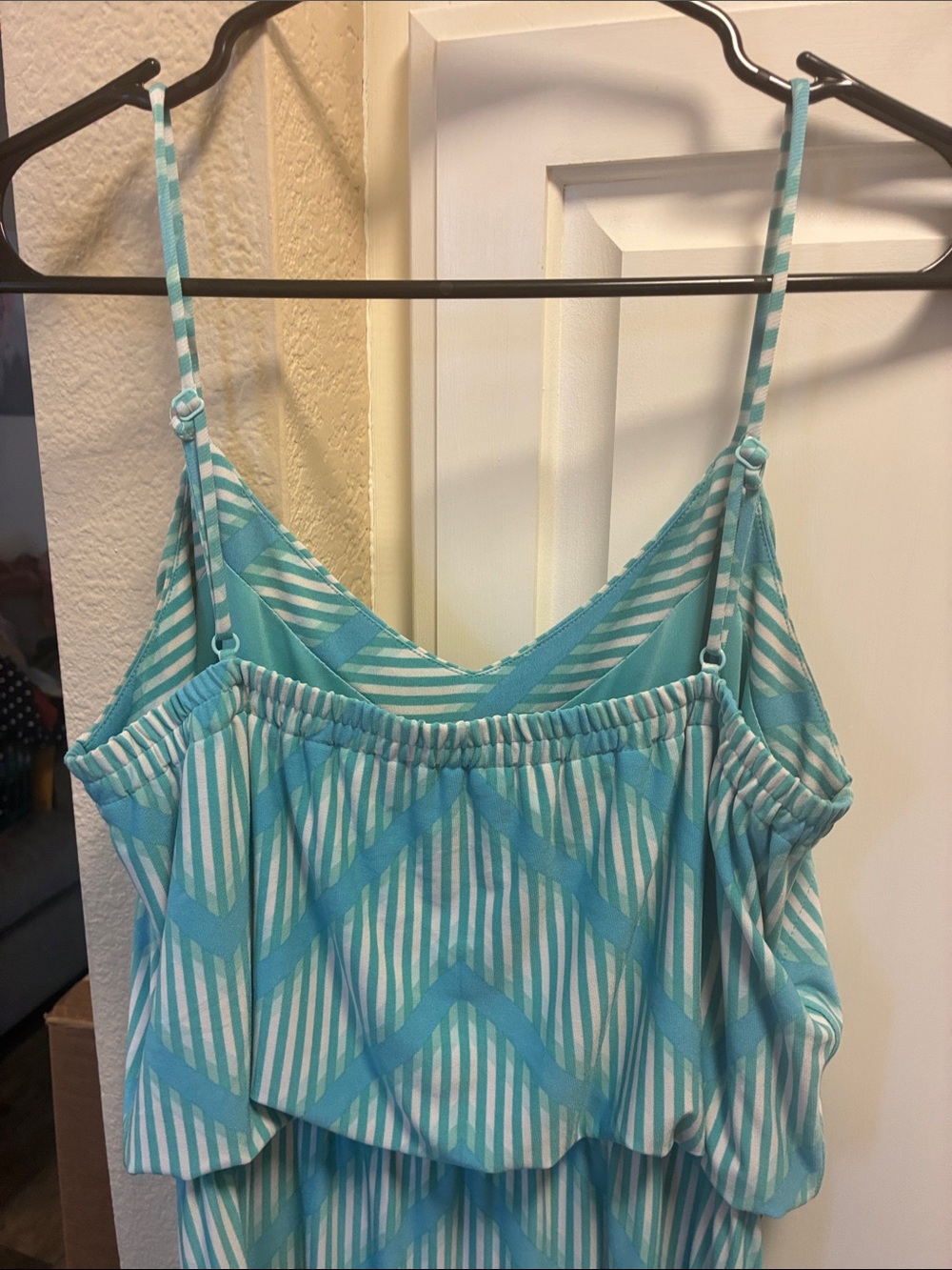 Vince Camuto Sleeveless Ombre Chevron Maxi Dress in Teal and Navy - Picture 6 of 10